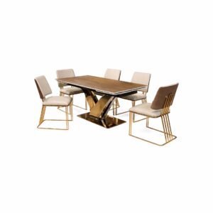 Luxury high-end 6-seater dining set for modern homes in Lagos, Nigeria, featuring premium craftsmanship and elegant contemporary design.