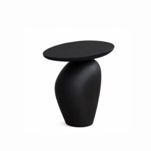Oval Shaped Side Stool Luxury oval shaped side stool in black and white for modern homes in Lagos, Nigeria, featuring a sleek contemporary design for living rooms and bedrooms.