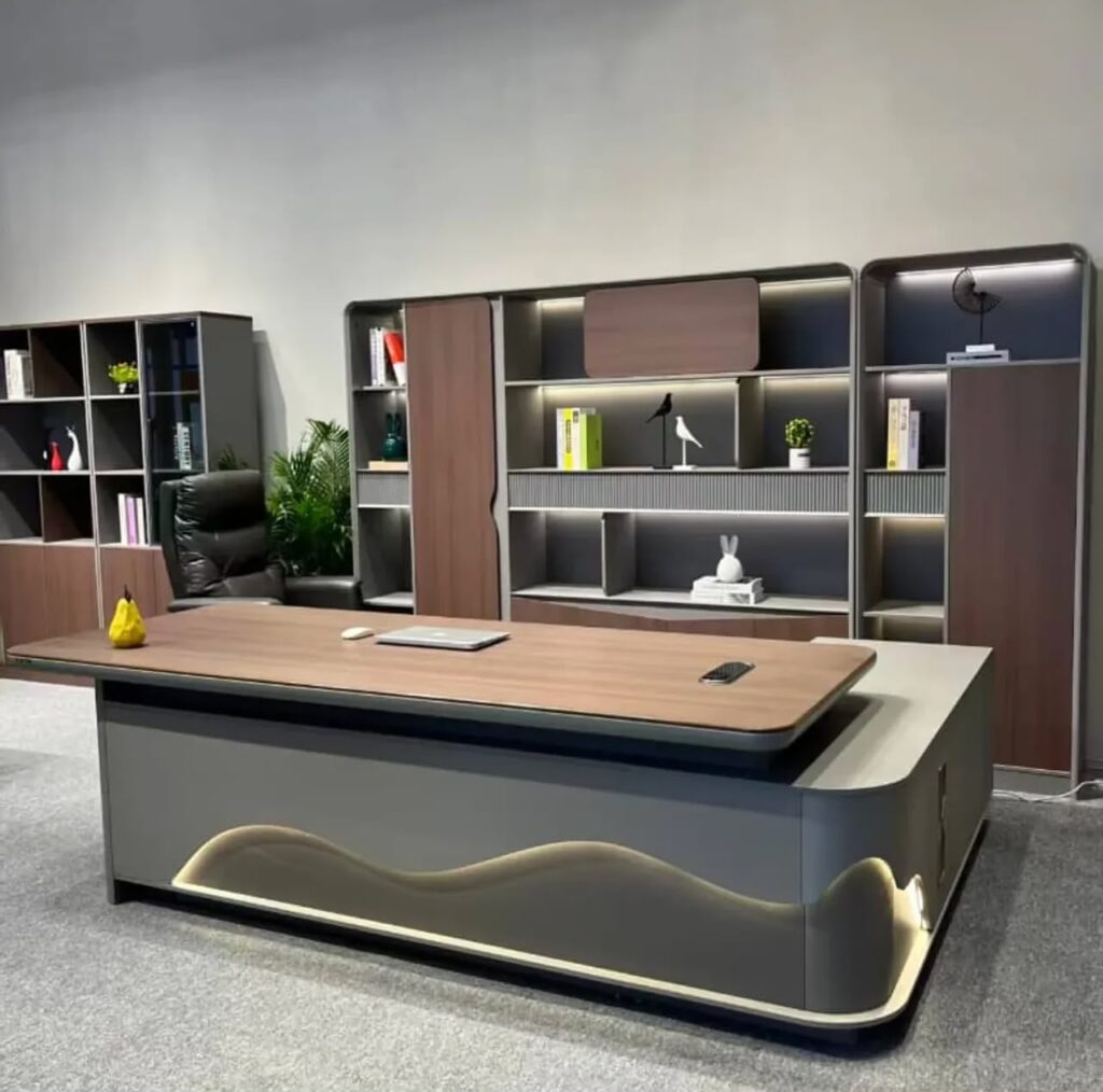 Luxury CEO office table for executive offices in Lagos, Nigeria, featuring a premium contemporary design with a spacious workspace and elegant finish.