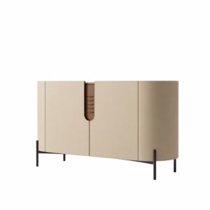 Curved Marble Top sideboard Luxury curved marble top sideboard for modern homes in Lagos, Nigeria, featuring premium storage, a contemporary curved design, and a marble-inspired top.