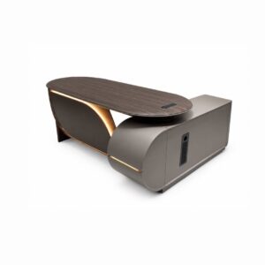 Futuristic Executive Office Desk Futuristic executive office desk for modern offices in Lagos, Nigeria, featuring a sculptural contemporary design for premium executive workspaces.