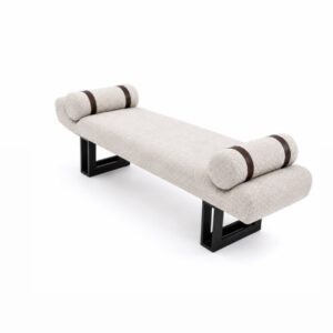 Luxury Luna boucle bench for modern homes in Lagos, Nigeria, featuring a soft textured finish and contemporary design for elegant bedrooms and lounge spaces.