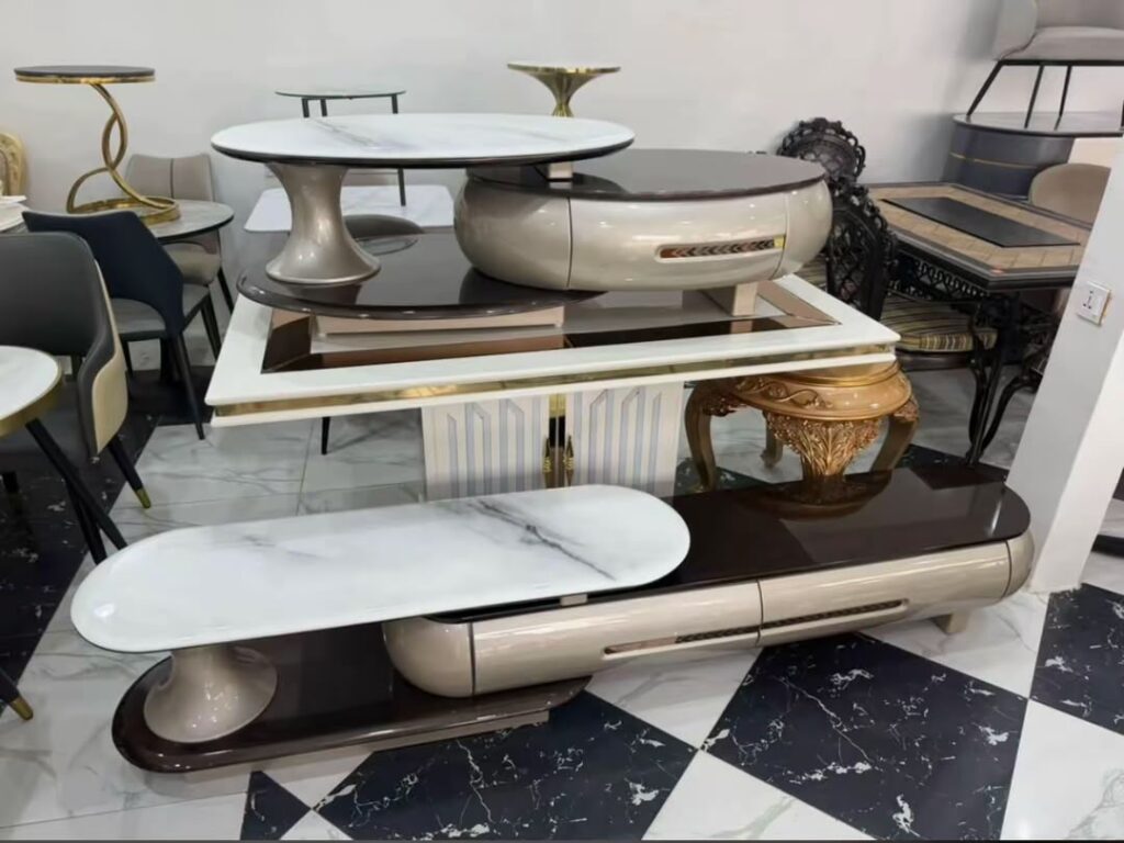 Luxury TV console cabinet for modern homes in Lagos, Nigeria, featuring a sophisticated contemporary design with practical storage for stylish living rooms.