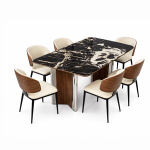 Luxury marble top dining table for modern homes in Lagos, Nigeria, featuring premium craftsmanship and a contemporary designer finish for elegant dining spaces.